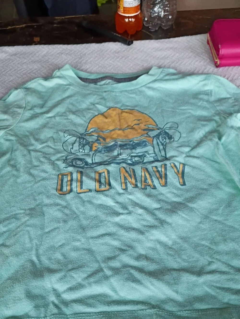 Old Navy Kids Seafoam Graphic Tee with Orange Sunset